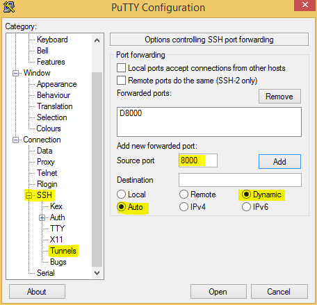 Putty Dynamic Proxy